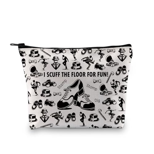 PLITI Tap Dancer Gift Tap Dancing Gift Tap Dance Lover Gift Dance Teacher Gifts Dance Recital Gift Dance Mom Makeup Bag (Scuff floor bagU)