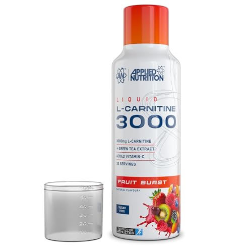 Applied Nutrition L Carnitine 3000 Liquid - L-Carnitine with Green Tea & Vitamin C Boosts Energy & Weight Management Vegan (480ml - 32 Servings) (Fruit Burst)
