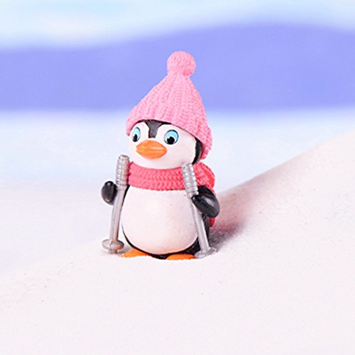 Baoblaze 4 peças miniatura de jardim de fadas desenho fofo pinguim enfeite de casa de bonecas, decor