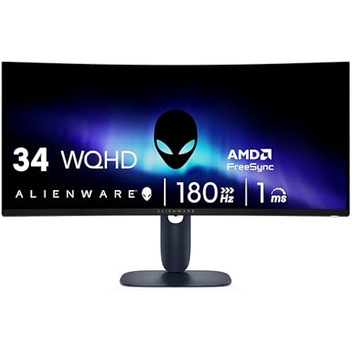 Alienware 34 Curved Gaming Monitor – AW3425DWM - 34-inch WQHD 180Hz 1ms Display, 1500R, AMD FreeSync Premium, VESA AdaptiveSync.