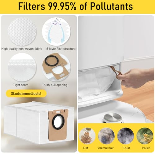 Image of HASTHIP Drea*me Vacuum Cleaner Accessories for Drea*me L10s Ultra /L10 Ultra Robot Vacuum Cleaners Replacement Accessories with 4 Side Brushes, Activated Carbon Filtration Net, Mops, Dust Bags