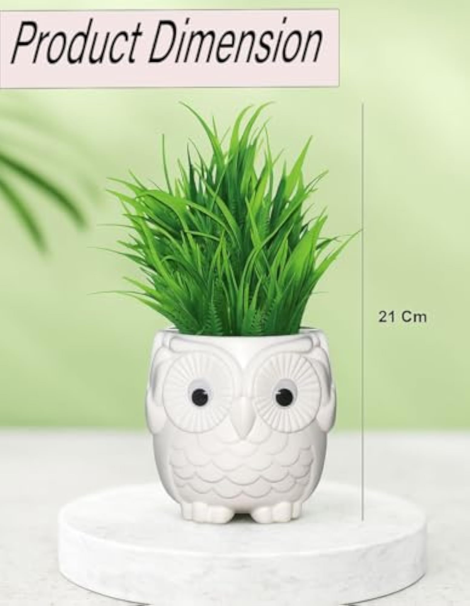 Faux Plants in Cute Owl Shape Pot for Gift Item