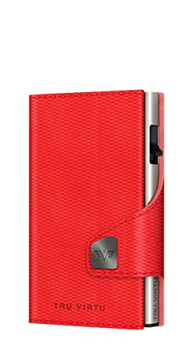 TRU VIRTU Wallet CLICK & SLIDE Leather (Rhombus Coral/Red)