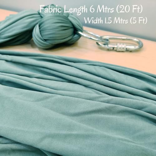 Image of Streetup India Aerial Swing /Yoga Hammock With 20 Feet Long Fabric With Carabiner and Ring (Green)