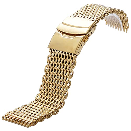 Bracelet montre en acier inoxydable doré de 18 à 24 mm avec barres de ressort
