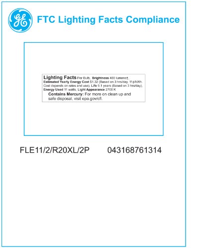 Ge 76131 Energy Smart 11-Watt Indoor Floodlight Compact Fluorescent Bulb, 2-Pack #TOP2