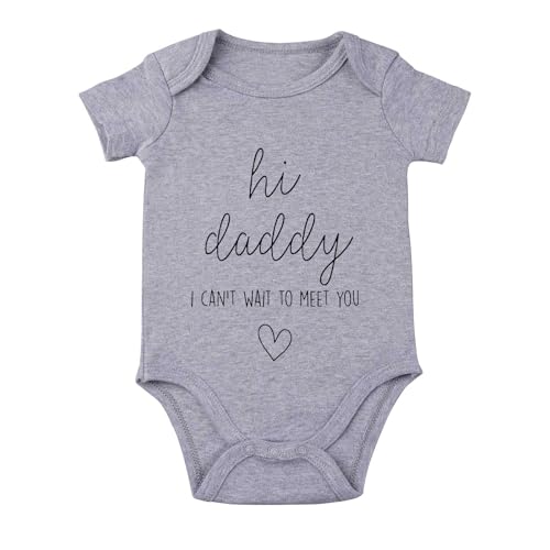 Image of Hi Daddy Bodysuit for Baby Hello Daddy Pregnancy Announcement for Husband I Love Daddys Baby Romper