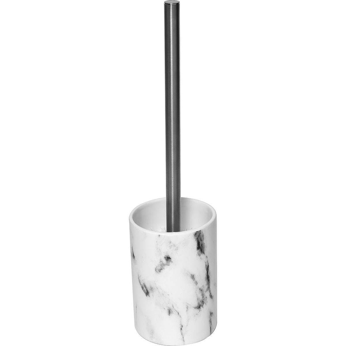Tendance Women's White Marble Effect Freestanding Toilet Brush And Holder Set