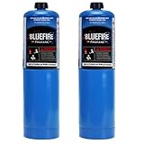 BLUEFIRE Standard Propane Gas Cylinder/Canister-Pack of 2，Small Propane Tanks Welding Gas Cylinder Welding Brazing Soldering Fuel gas,for Soldering, Brazing,Cooking Grilling Gardening and Camping