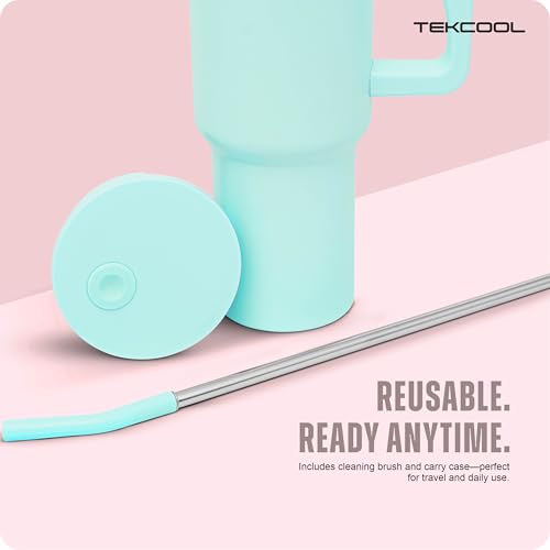 Image of Tumbler with lid and Straw 1200ML Cup Stainless Steel Hot and Cold with Handle and Lid 2 Straw Vacuum Insulated Tumbler for Water, Iced Tea or Coffee Office Gym Travelling