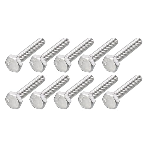 Image of METALLIXITY Hex Bolts (M10-1.5x55mm) 10Pcs, 304 Stainless Steel Coarse Fully Threaded Hex Head Screw Bolt Machine Screws - for Furniture Repair, Silver