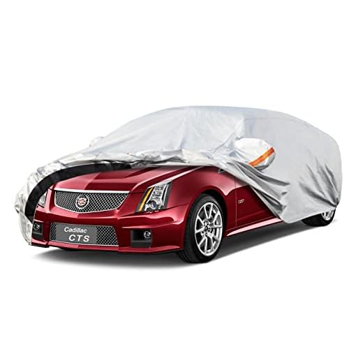 6 Layer Car Cover Custom Fit Cadillac CTS (2003-2019) Waterproof All Weather, Heavy Duty Outdoor Snow Sun Rain Uv Protection (Ships from US Warehouse, Delivery 3-8 Days) 6 Layer-Silver-inner
