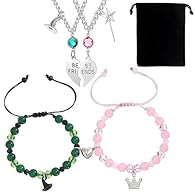 Product packaging: You will get 2 friendship bracelet, 2 friendship necklaces and 1 velvet pouch, which are fashionable and exquisite. They are enough to meet your decoration needs. You can share with your friends. Product size: The bracelet size can...