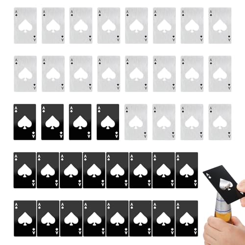 40Pcs Ace of Spades Bottle Openers Poker Card Bottle Openers Portable Stainless Steel Can Opener Credit Card Size Beer Bottles Can Cap Opener for Wallet Pocket Wedding Party Good Gift