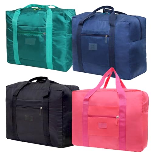 Travel Duffel Bag Carry on Luggage Bag Foldable Travel Tote Bag Waterproof Sports Gym Bag Lightweight Large Weekender Overnight Bag for Women and Men(4 PCS)