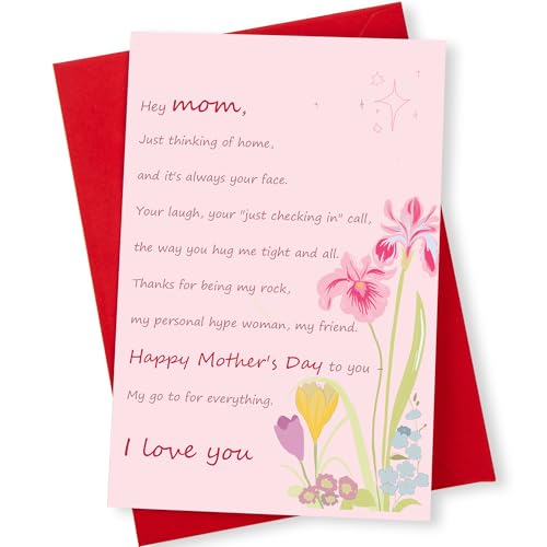 Igbrirant Mother's Day Card, Happy Mother Day Card for Mom from Son Daughter with Envelope (Thank you mom, Love You)