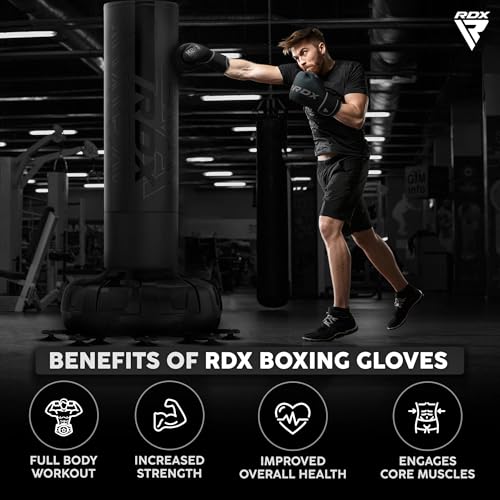 RDX Boxhandschuhe, Muay Thai Kickboxen Sparring, Maya Hide Leder Kara Boxing Gloves Männer Damen, Boxsack Punchinghandschuhe, Kickboxhandschuhe MMA Kampfsport Training Adult 8 10 12 14 16 18oz