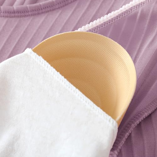 aromm Damen Umstandsmode Langarm-Stillshirts Oberteile und Lange Freizeithosen Stillkleidungsset, Lila, XXL
