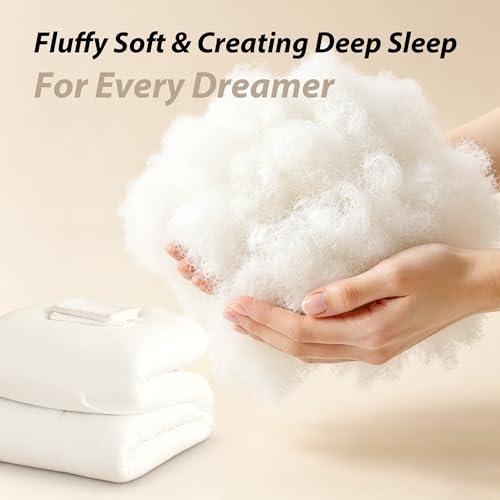 Image of weigelia Super-Soft Micorfiber Comforter Set - Full Size Cream White Lightweight Warmth Comforter for All Season Use, Machine Washable White Bedding Set (1 Comforter, 1 Pillowcases)