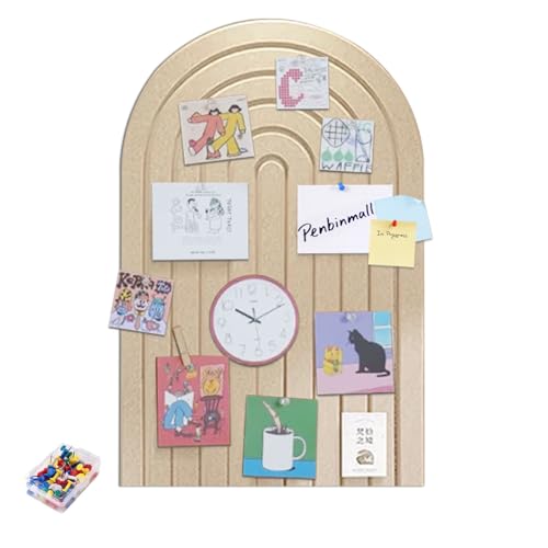 Tablón de anuncios de fieltro grande de 60 x 40 cm, bordes redondos, autoadhesivo, alternativa a la tabla de corcho, plegable, tabla de visión con 30 agujas, color camello oscuro