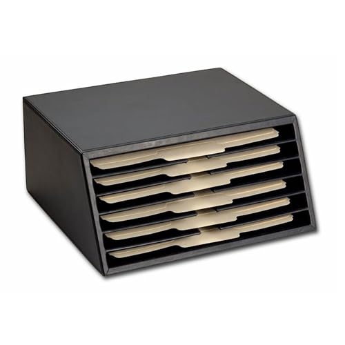 Dacasso Black Leather 6-Tray File Sorter