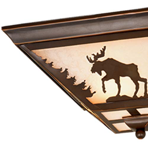 Vaxcel Yellowstone Bronze Rustic Moose Tree Square Outdoor Flush Mount Ceiling Light #TOP4