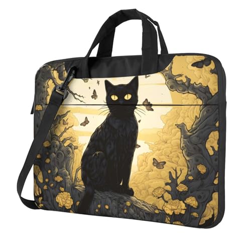 Bolso portátil impermeable Black Cat Halloween 14" miniatura 1