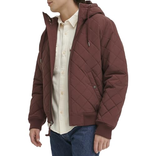 Levi's Men's Diamond Quilted Hoody Bomber with Sherpa Lining2
