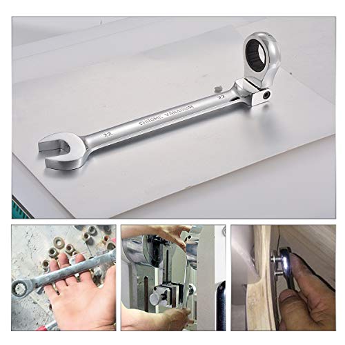 Katur 22Mm Ratcheting Wrench Set Flexible Pivoting Head Ratchet Combination Spanner Wrench Chrome Vanadium Steel Metric Tool (22Mm) #TOP6