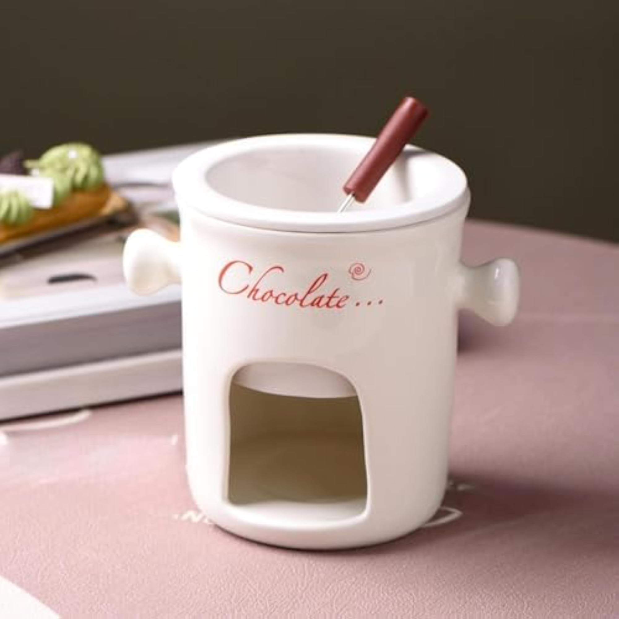 Fondue Mug for Melting Chocolate and Cheese, White