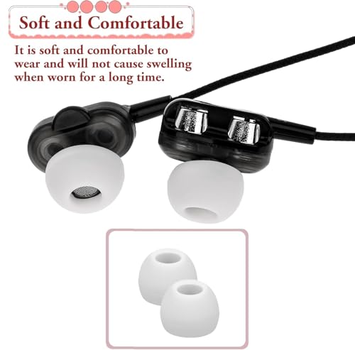 Image of REDWIND Replacement Earphone Silicone Rubber Eartips 3-Size, 12 Caps for Realme Boat JBL Oppo Vivo Samsung One Plus Wired & Bluetooth Neackband Earpads(Inner Hole 3.8mm -4.8mm 6-Pair) (White)