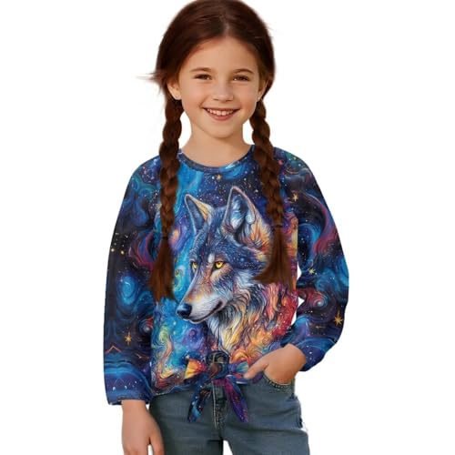 Long Sleeve Shirts for Girls Cute Trendy Tee Shirt Casual Tie Front Tops Kids Fall Clothes 5-12Y