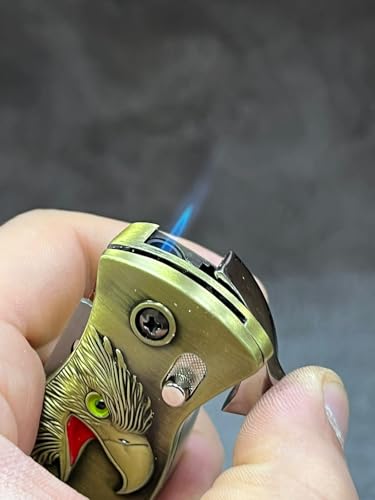 Image of Jet Flame Windproof Metal Lighter, Antique Style, Gold