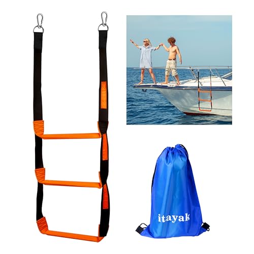 Boat Rope Ladder 3 Step Heavy Duty 440lbs Strength Climbing Marine Rope Ladder with Reinforced Steps Perfect for Inflatable Boat Kayak Motorboat Canoeing