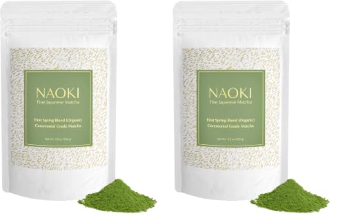 Image of Naoki Matcha Organic Ceremonial First Spring Blend - Authentic Japanese First Harvest Ceremonial Grade Matcha Green Tea Powder from Kagoshima, Japan (100g / 3.5oz) (Pack of 2)