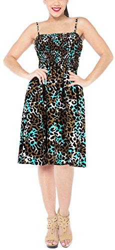 LA LEELA Vestido Starp Tubo Corto la luz Beachwear de Las Mujeres elástico Azul_3511 Talla única