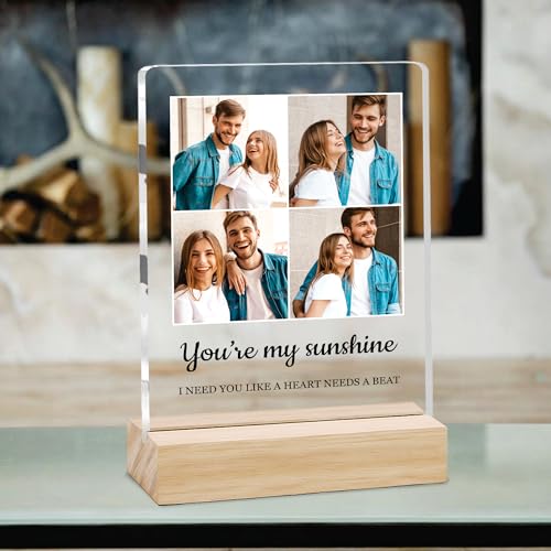 Image of Giftplease Customized Photo Frame with Wooden Stand | Transparent | Personalized Couple Picture Frame Gift for Girlfriend, Boyfriend, Husband, Wife |Anniversary, Wedding, Valentine s Day C 02