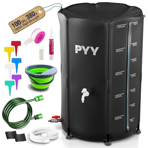 PYY Rain Water Collection Barrel - 100 Gallon Water Storage
