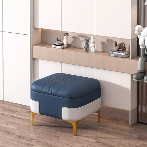 Tabouret repose-pieds polyvalent en tissu rembourré et structure dorée pour optimiser l'espace
