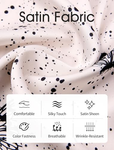 Satin Pajama Set for Women 2 Piece Long Sleeve Button Up Silky PJ Sets Loungewear Soft Satin Sleepwear with Pocket2