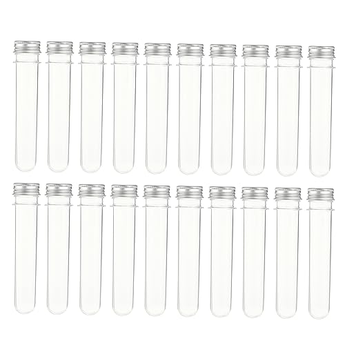 HOMOCONO Bath Salt Jars 20pcs Plastic Test Tube Bottles with Screw Caps Tiny Tube Storage