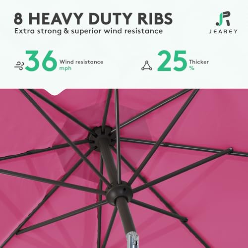 Image of JEAREY 10FT Outdoor Patio Umbrella, Market Umbrella, Rose Pink