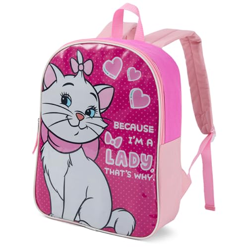 Disney Mochila infantil Aristocrats, fofa e durável, com alças acolchoadas e compartimento com zíper – Mochila infantil ideal para escola e viagem – 38 cm