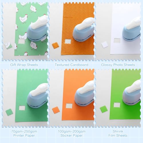 Image of Postage Stamp Punch, Stamp Puncher Tool, for Crafting Paper Crafting Scrapbooking DIY Card Making Arts Crafts Supplies, Finished Product 1.8 x 2 cm (Blue)