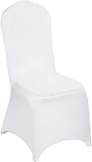 VEVOR 50pcs/100pcs/150pcs Chair Cover Wedding Spandex Flat Fronted Chair Covers Stretch Fabric Removable Washable Protective Wedding Chair Slipcovers for Banquets Ceremony (50pcs, White)