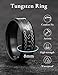 King Will 8mm Black Tungsten Ring for Men Mens Viking Wedding Band Fashionable Laser Wolf Head & Runes Patterns Engraved Everyday Rings High Polished Beveled Edges Comfort Fit Durable, Size 10
