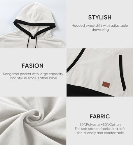 JMIERR Men's Cotton Casual Hoodies Sweatshirts Fashion Long Sleeve Drawstring Fleece Pullover Hoodie with Pockets - Image 6