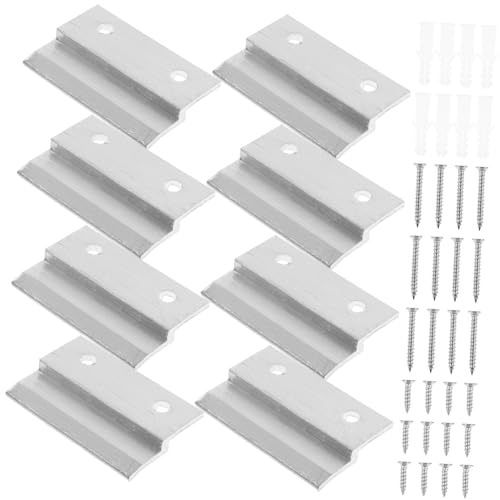 Image of TEHAUX 2sets Aluminum Alloy French Cleat Hanger Heavy Duty Mirror Mounting Clips Wall Hanging Kit z Clips 8pcs*2
