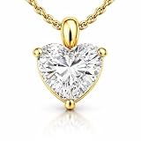 AVERELLE Herz Halskette Damen – 18K vergoldeter Zirkonia Anhänger aus 316L Chirurgenedelstahl, Kette mit Herzanhänger Geschenk zum Valentinstag