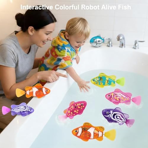 Magic Glowing Swimming Fish, Interactive Water-Activated Robot Toy, Magic Water Activated Glowing Swimming Fish for Bath Pool Aquarium, Interactive Electronic Pet (4Pc) — view 6